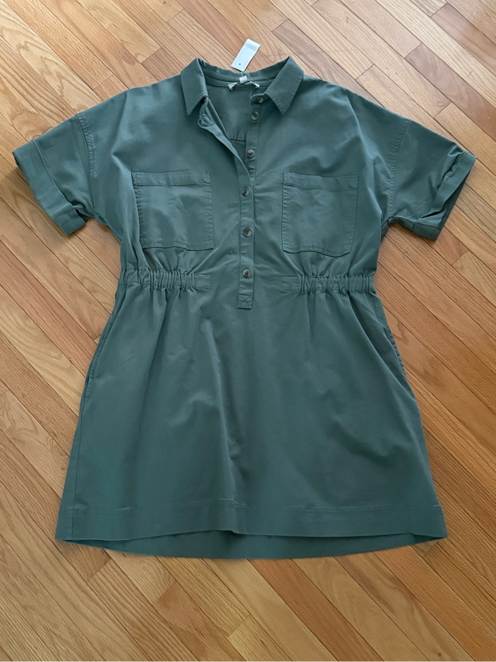 LOFT NWT❗️Collar Sage Green Button-Front Shirt Dress - Picture 8 of 8